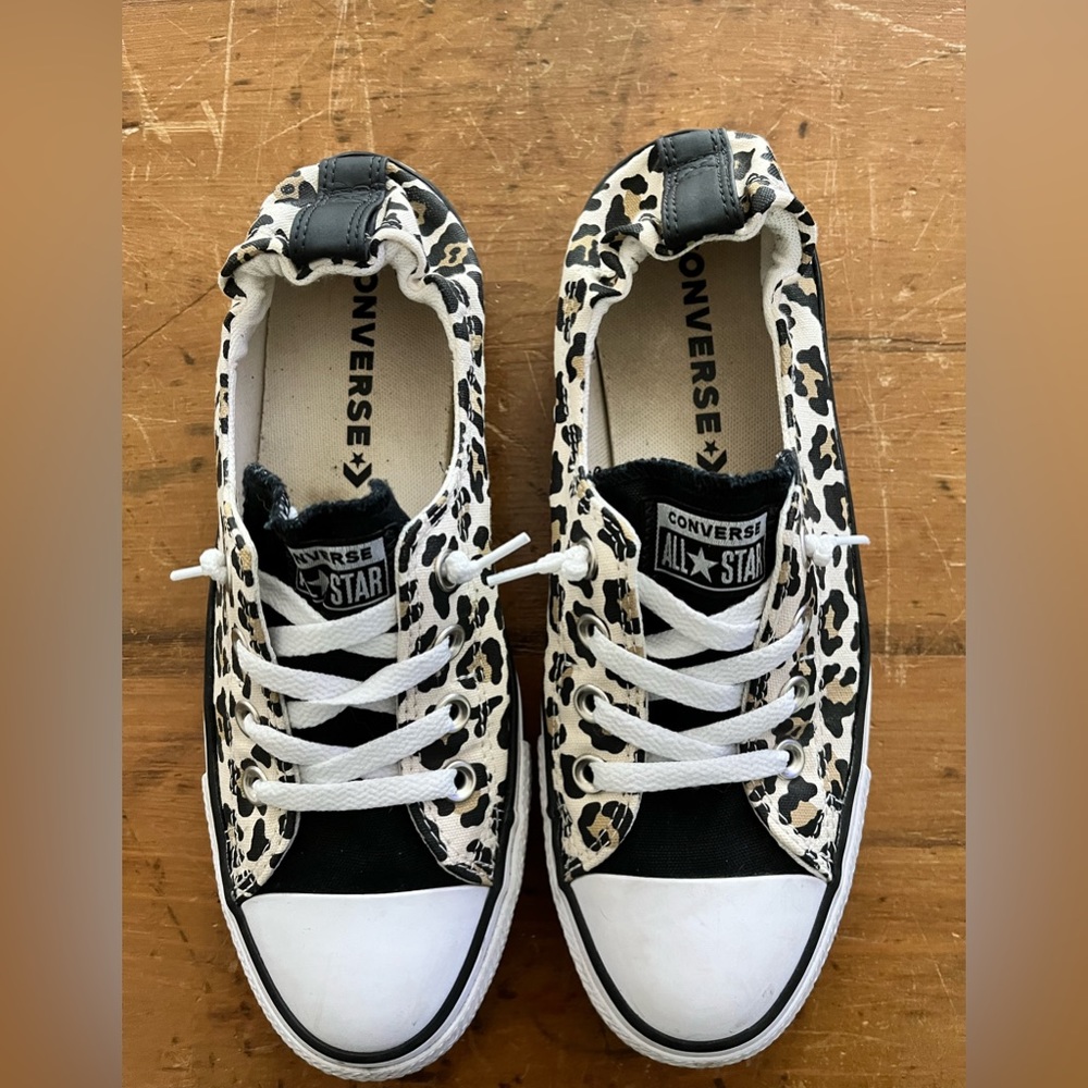 Converse Leopard Print Black and White Sneakers